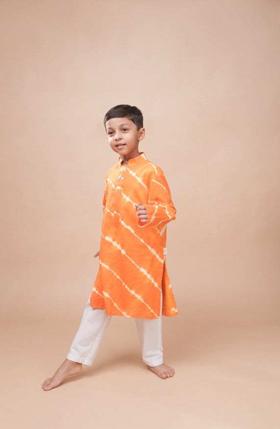 Kesariya Leheriya Kurta Set