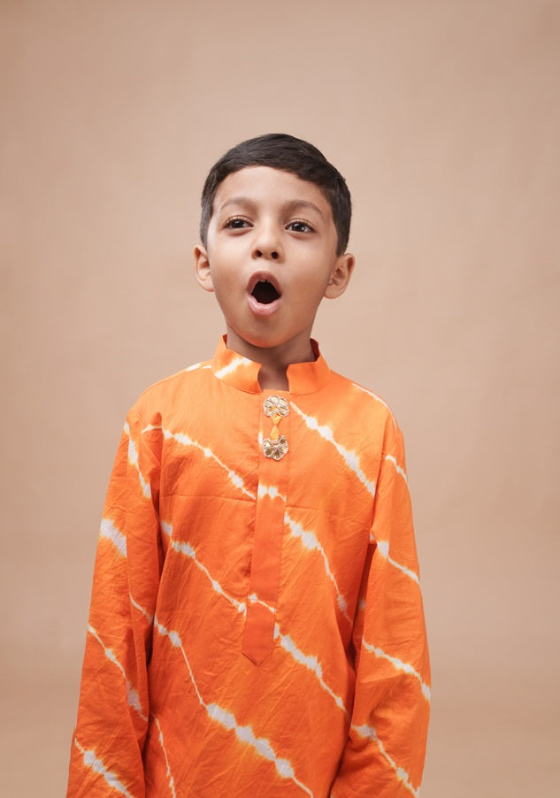 Kesariya Leheriya Kurta Set