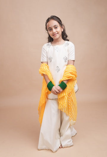 Sitara Kurti Sharara Set in Ivory