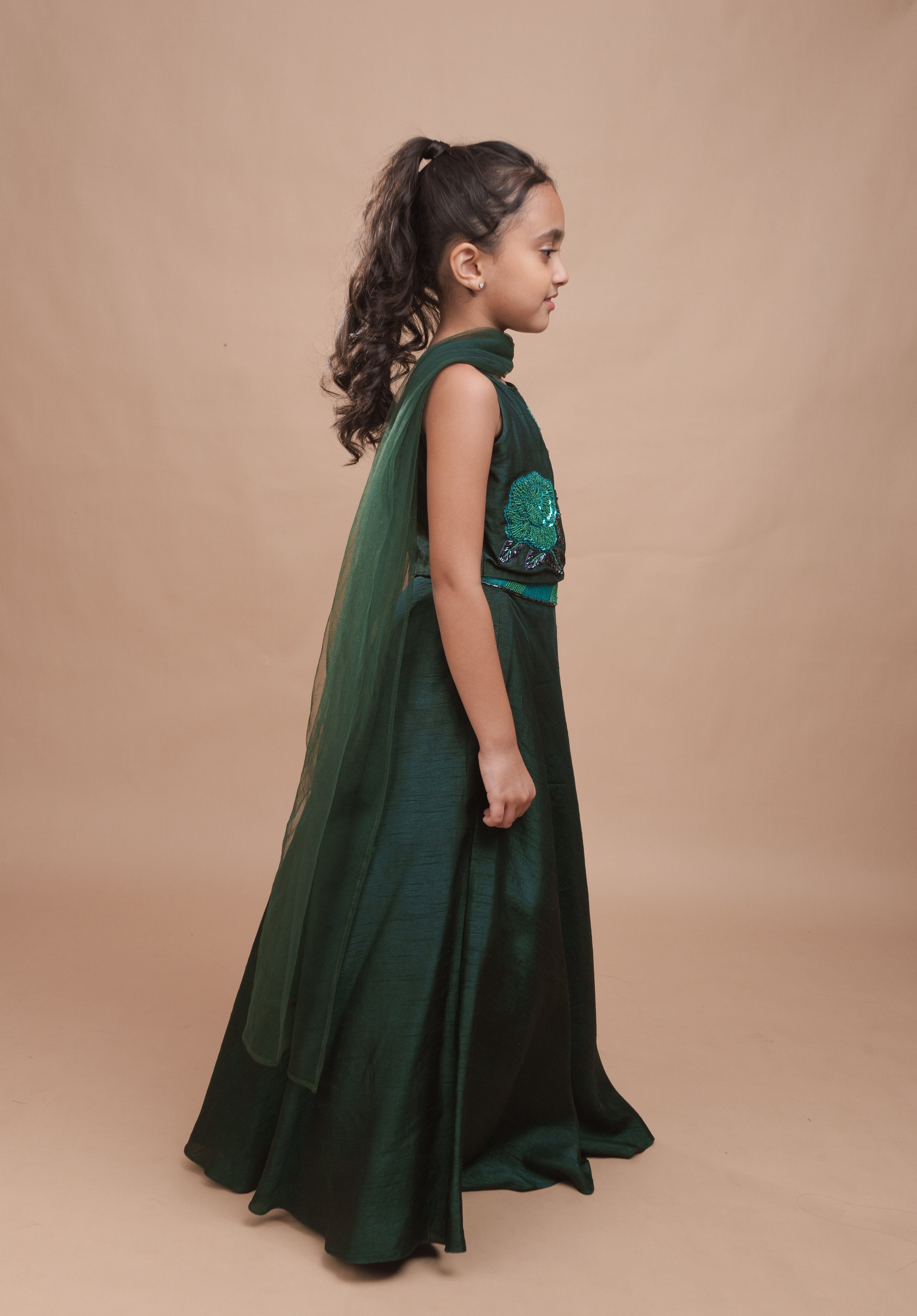 Emerald Green Roses Lehenga