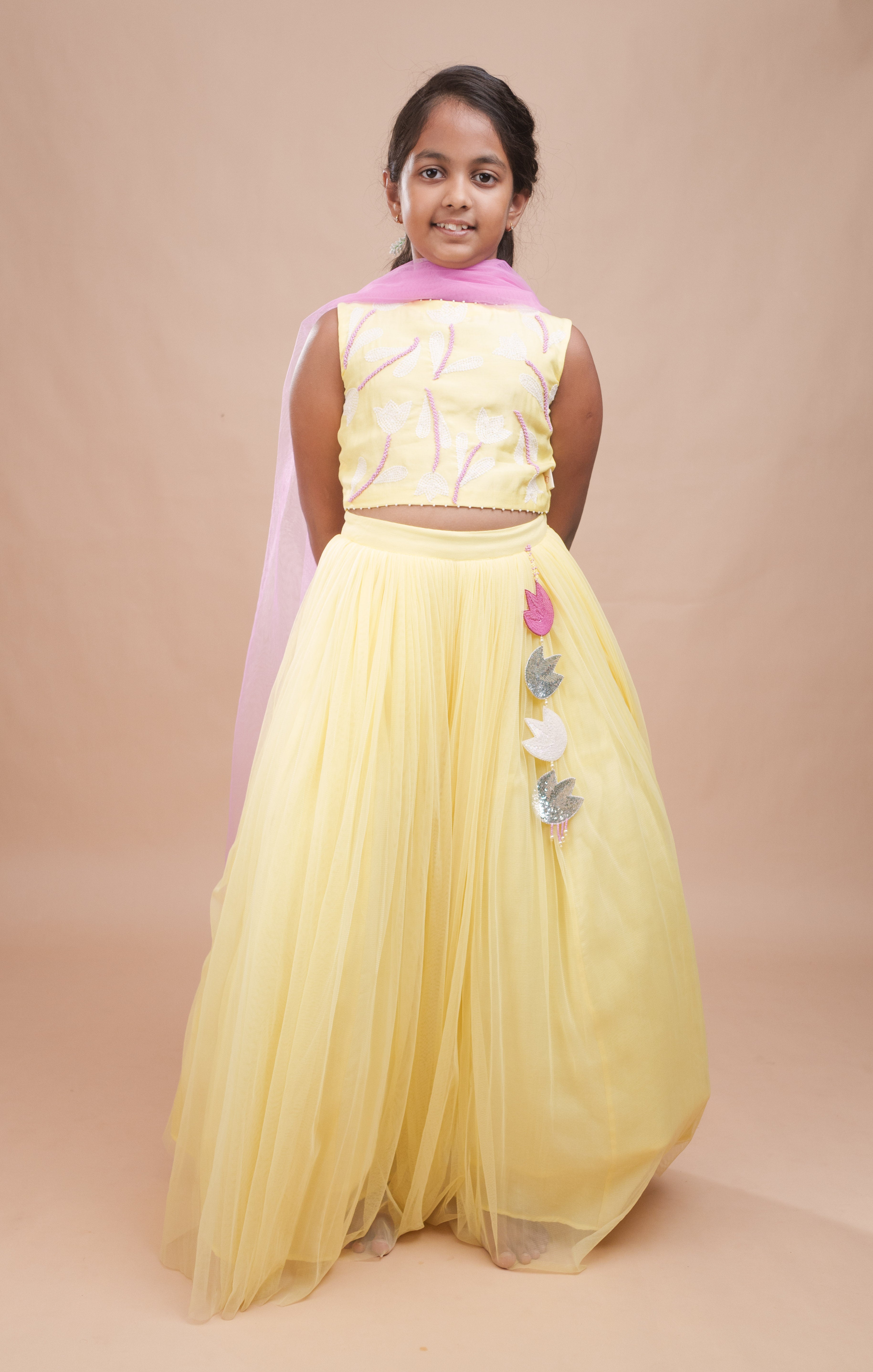 Pastel Yellow Tulip Lehenga Set