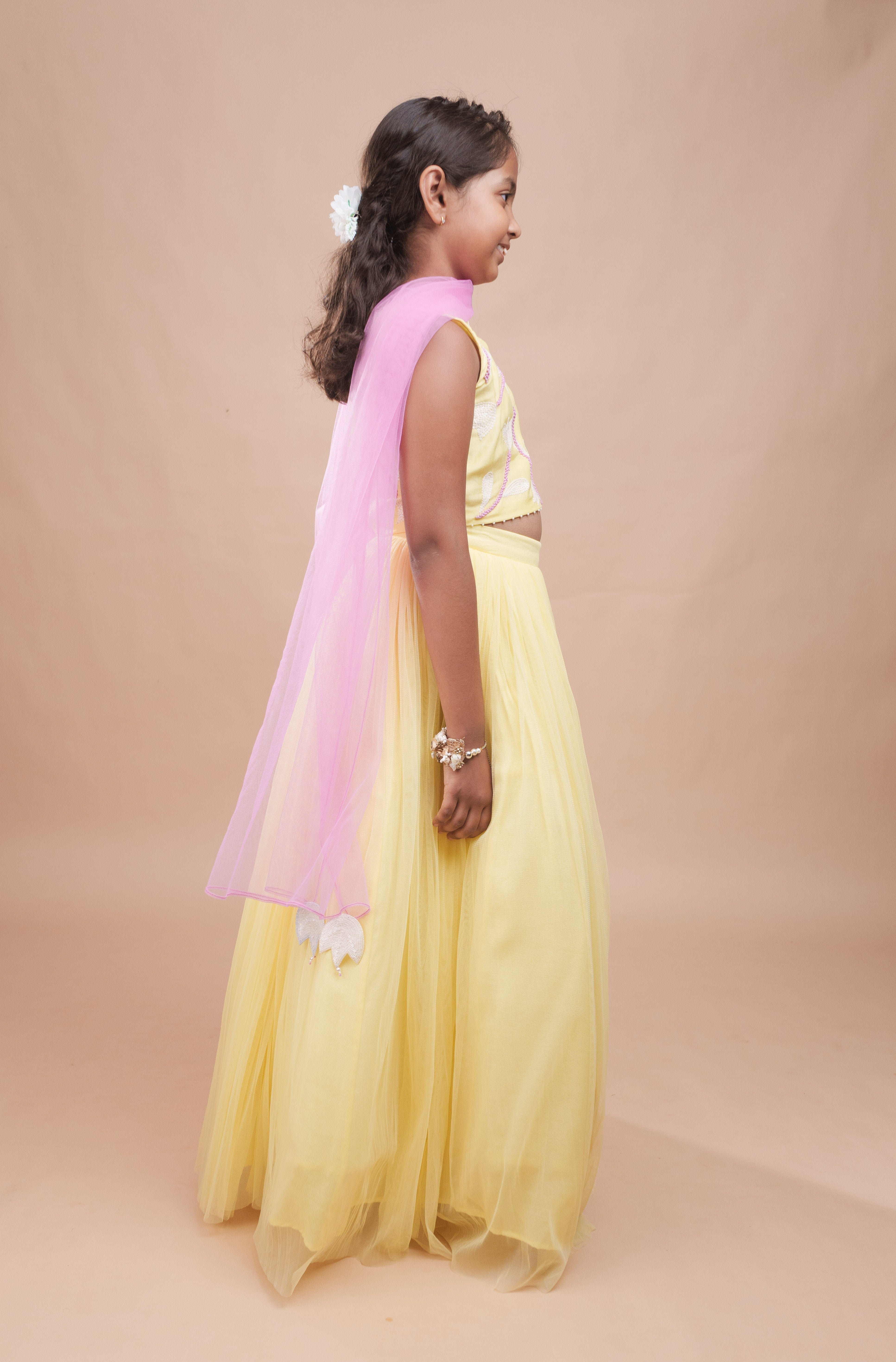 Pastel Yellow Tulip Lehenga Set
