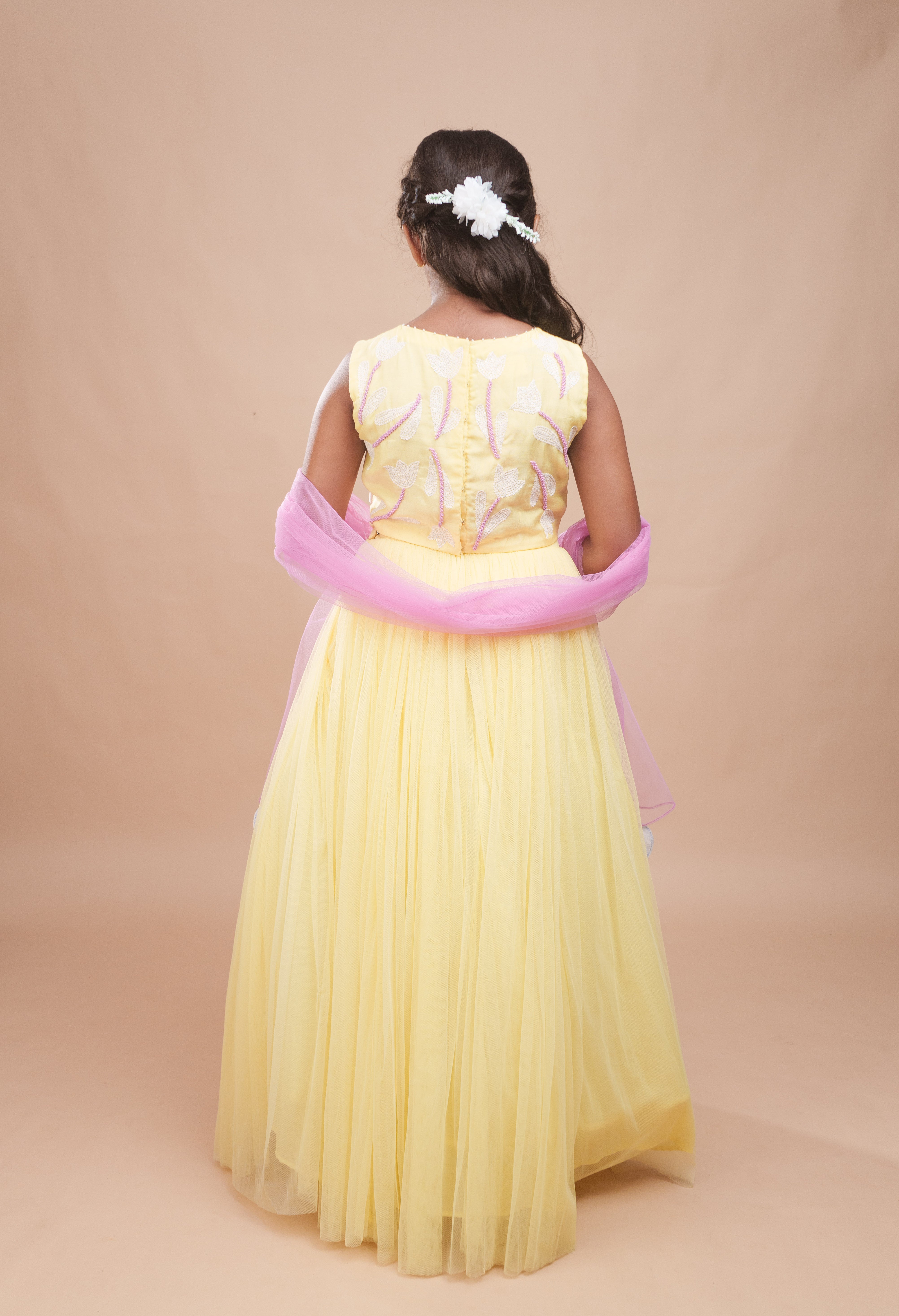 Pastel Yellow Tulip Lehenga Set