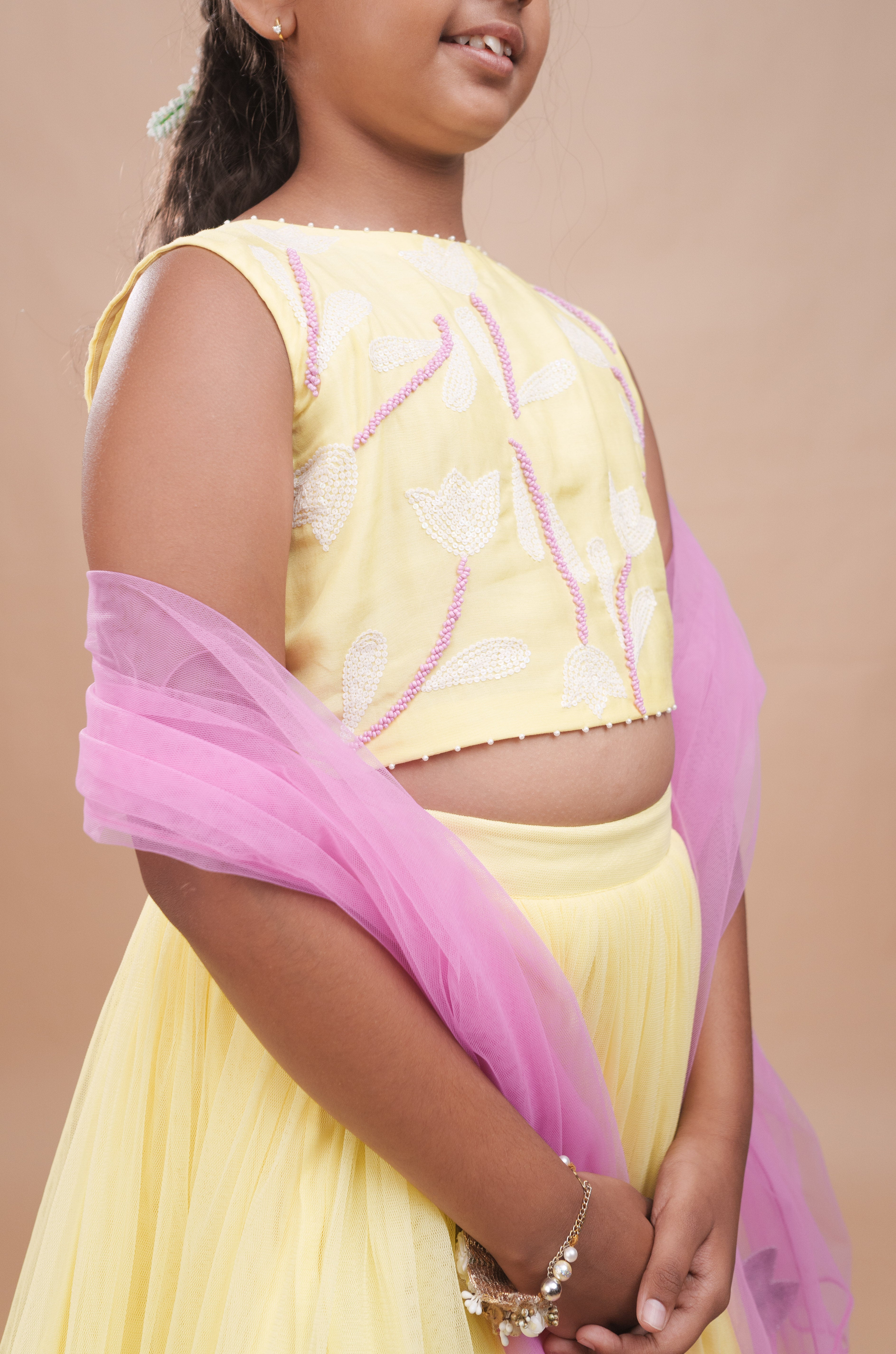 Pastel Yellow Tulip Lehenga Set