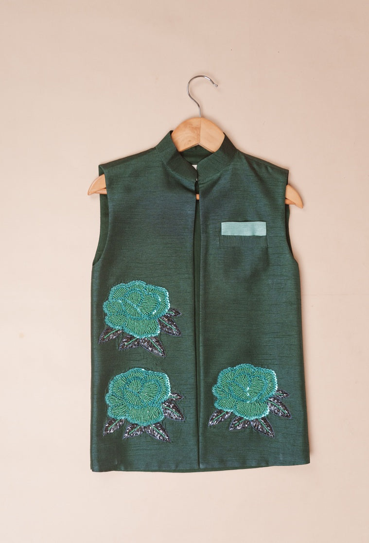 Emerald Green Roses Kurta Set