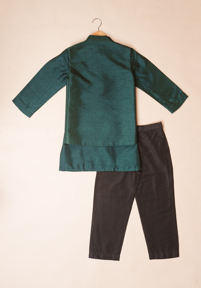 Emerald Green Roses Kurta Set