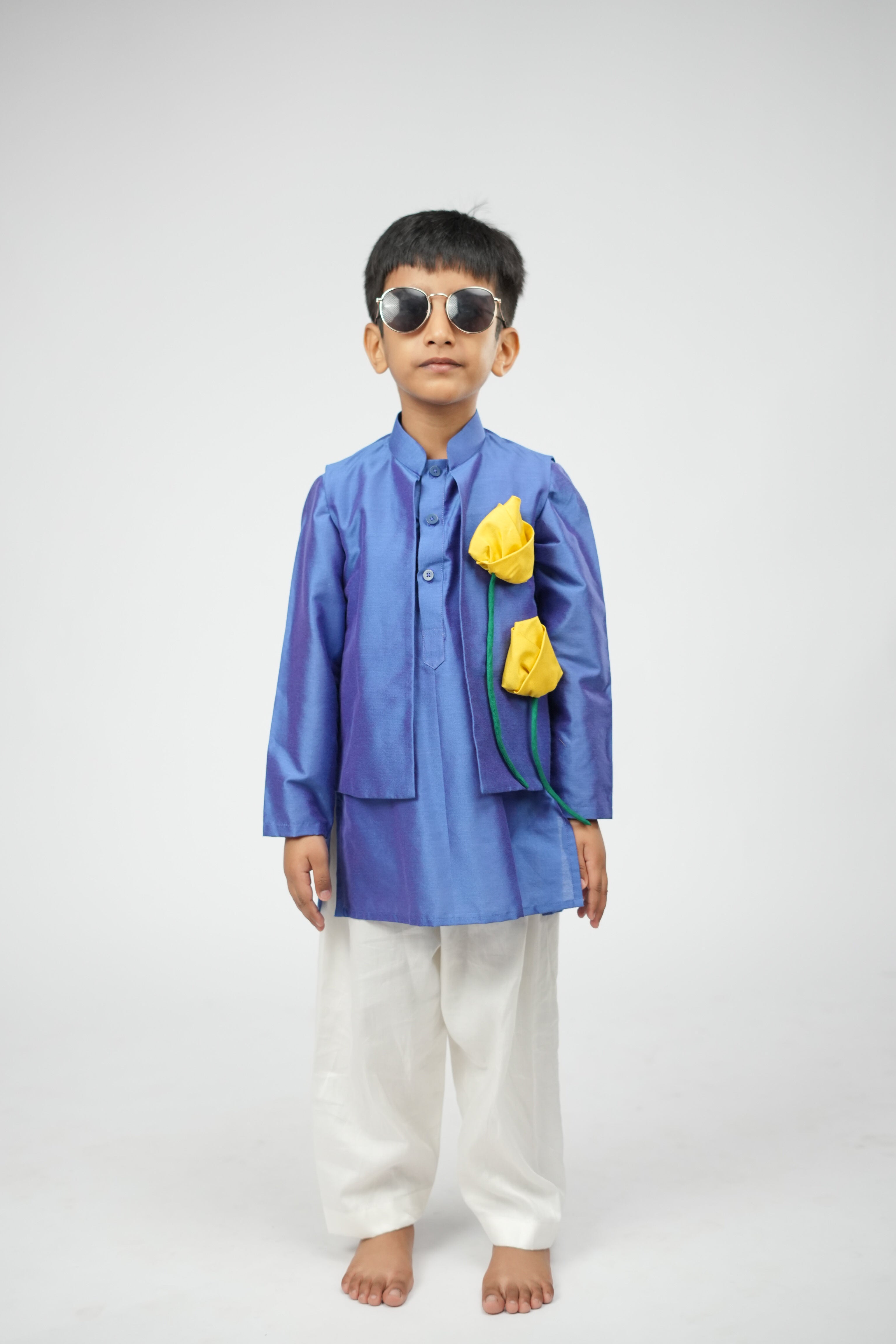 Cobalt Bloom Nehru Jacket Set