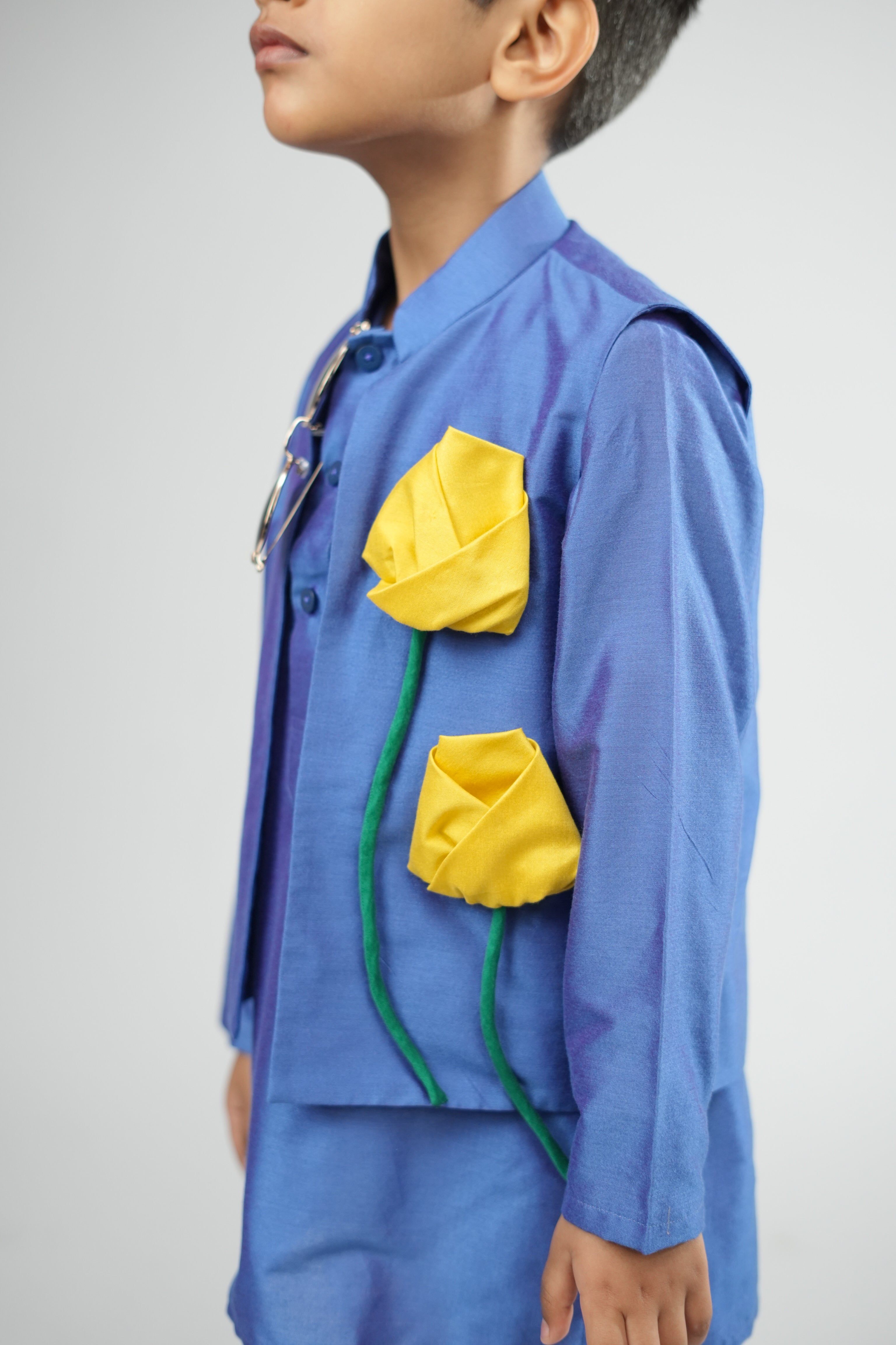 Cobalt Bloom Nehru Jacket Set