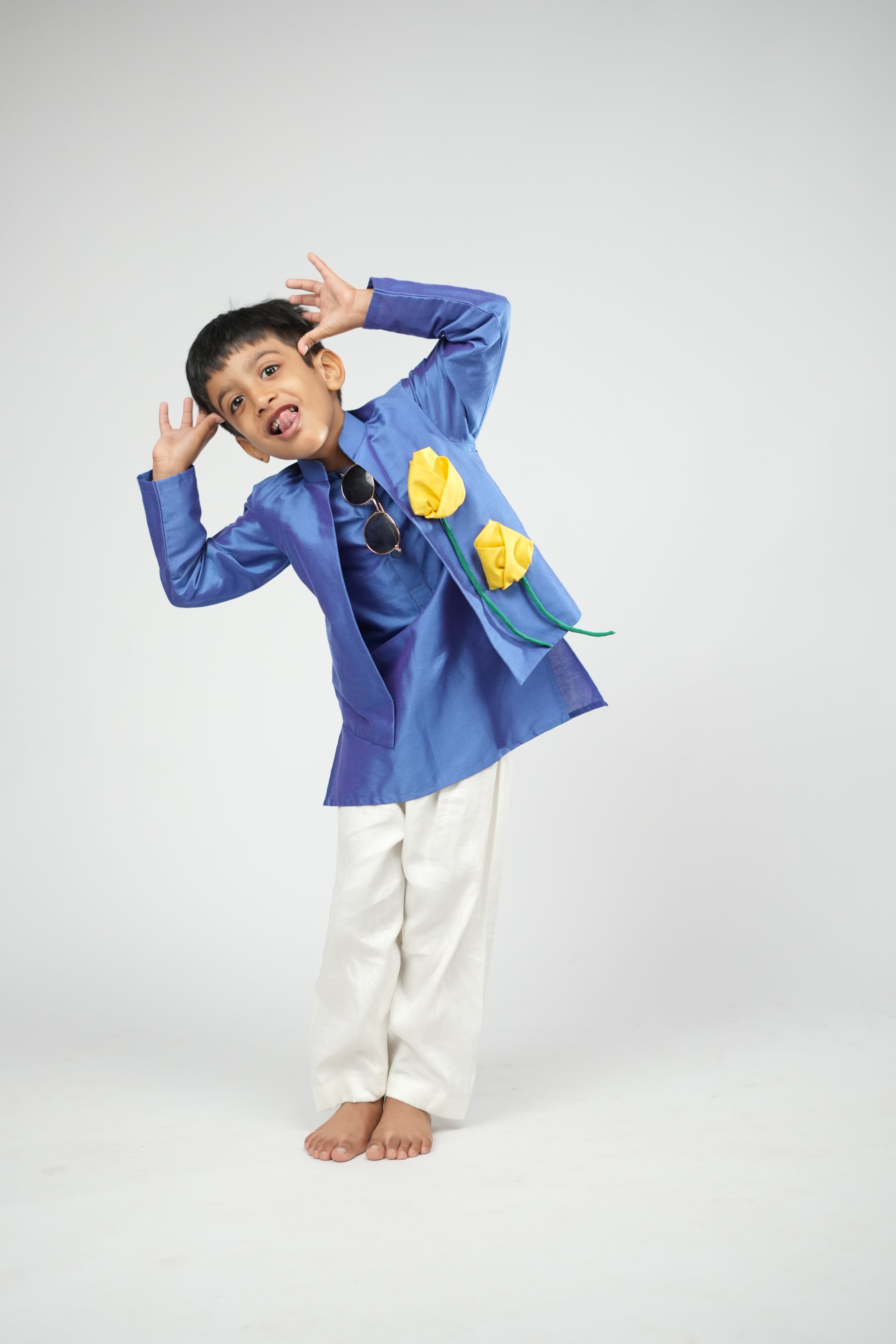 Cobalt Bloom Nehru Jacket Set