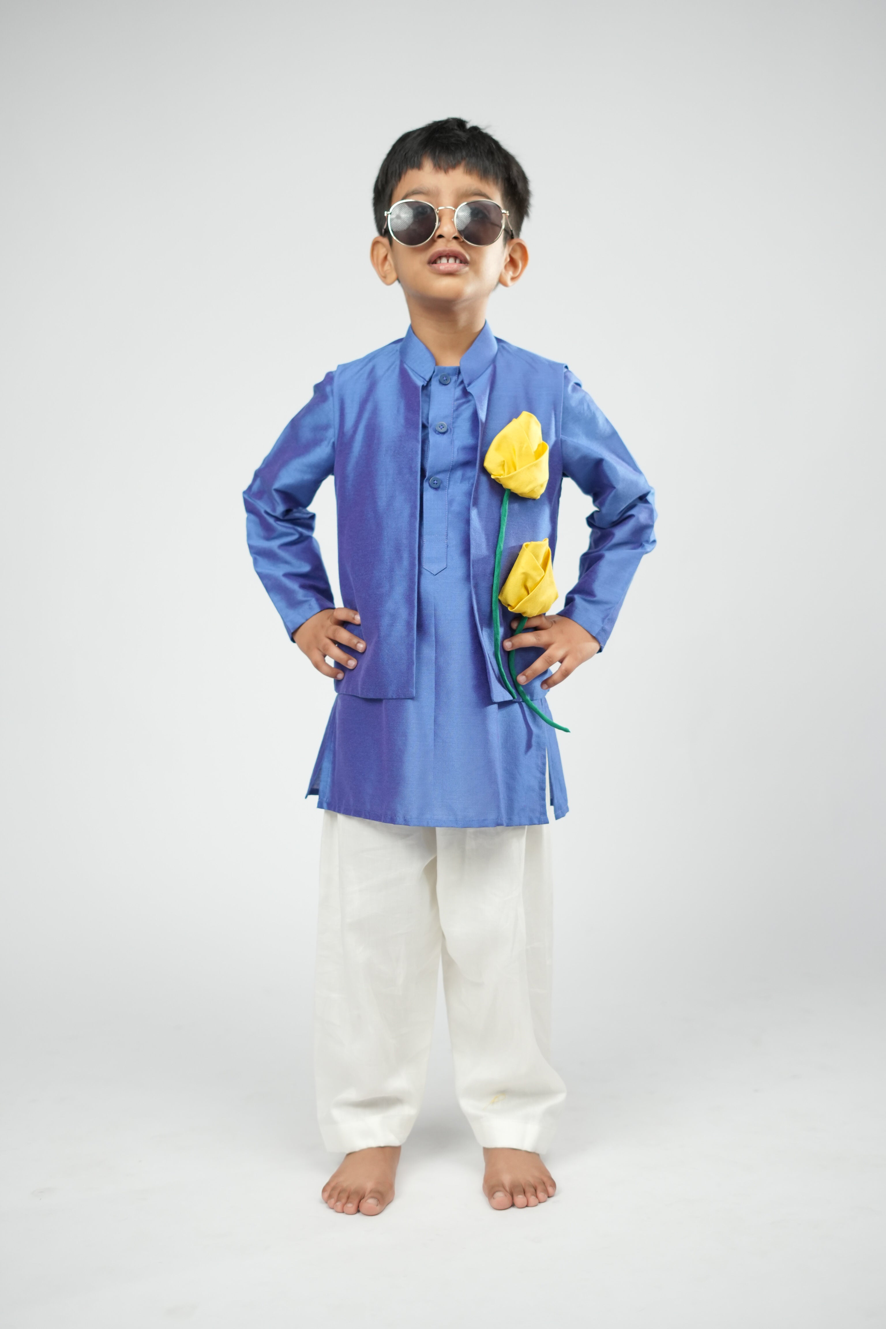 Cobalt Bloom Nehru Jacket Set
