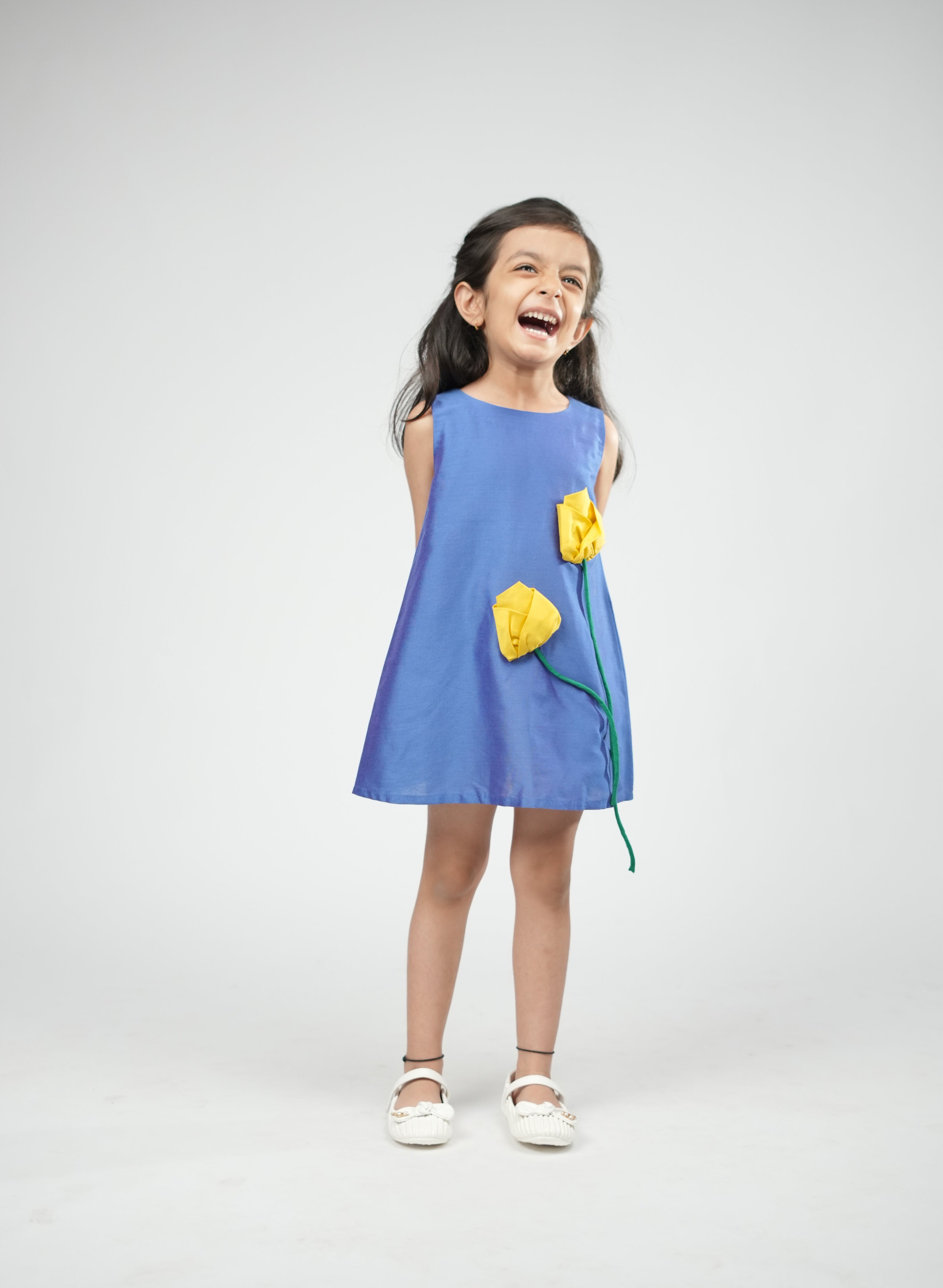 Cobalt Bloom Tulip Dress