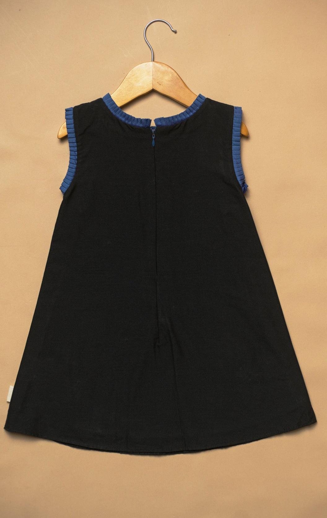 Midnight Meadow Dress with Blue Pleats