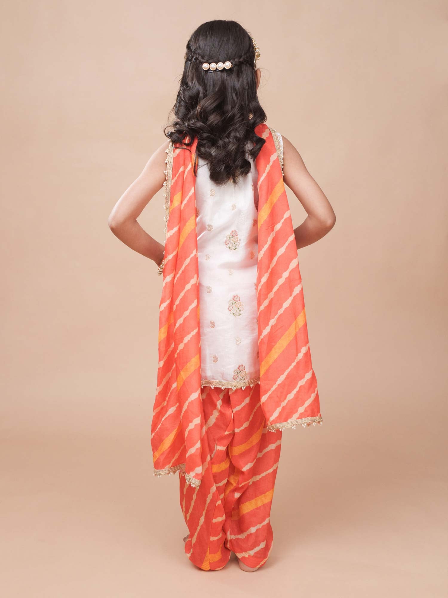 Red Orange Leheriya Set