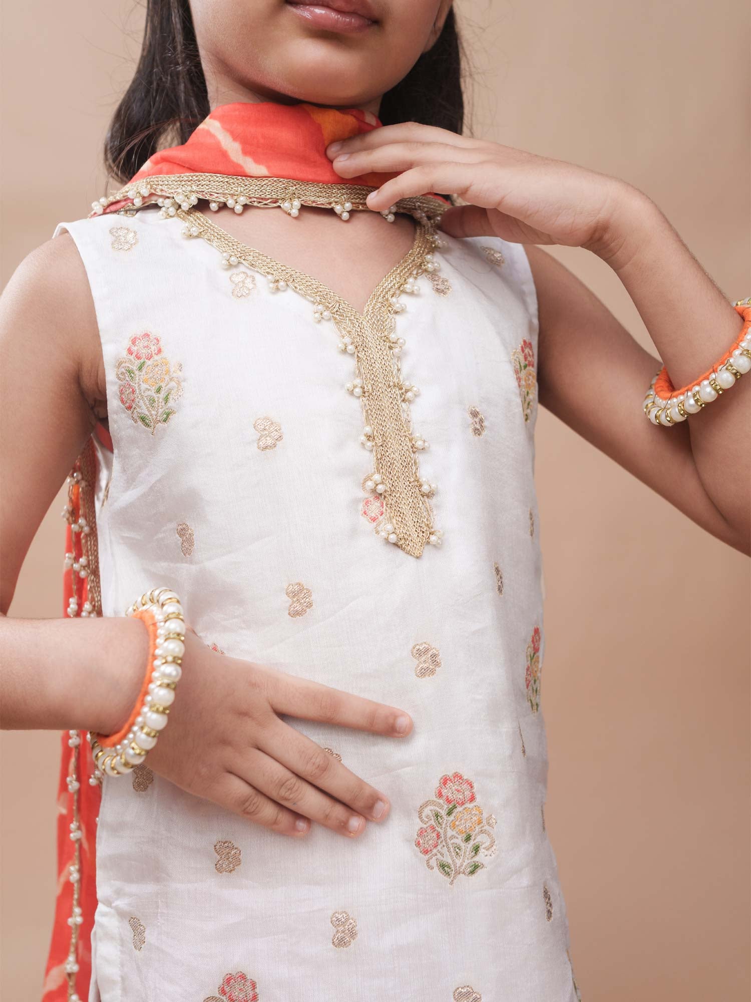 Red Orange Leheriya Set