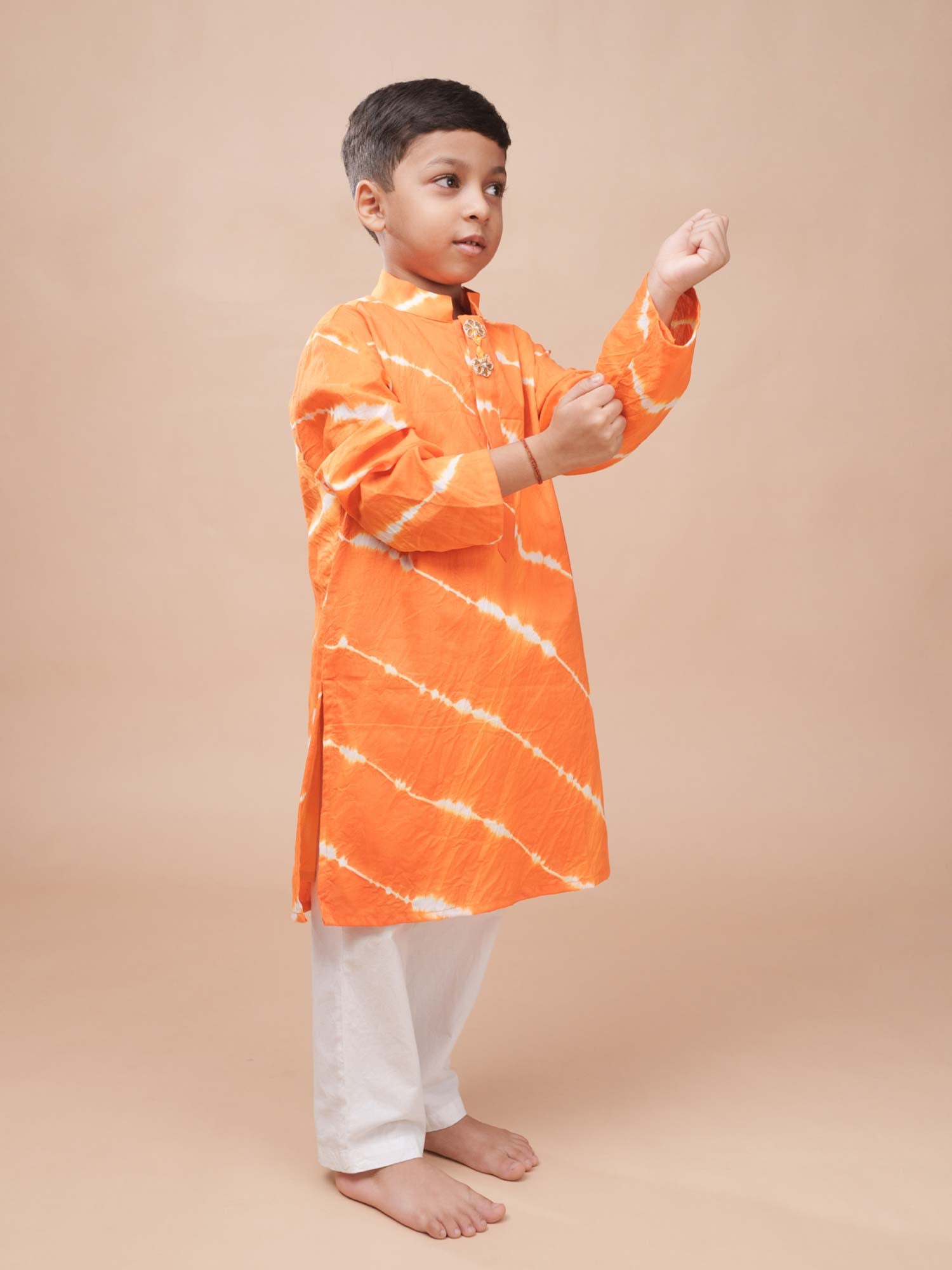 Kesariya Leheriya Kurta Set