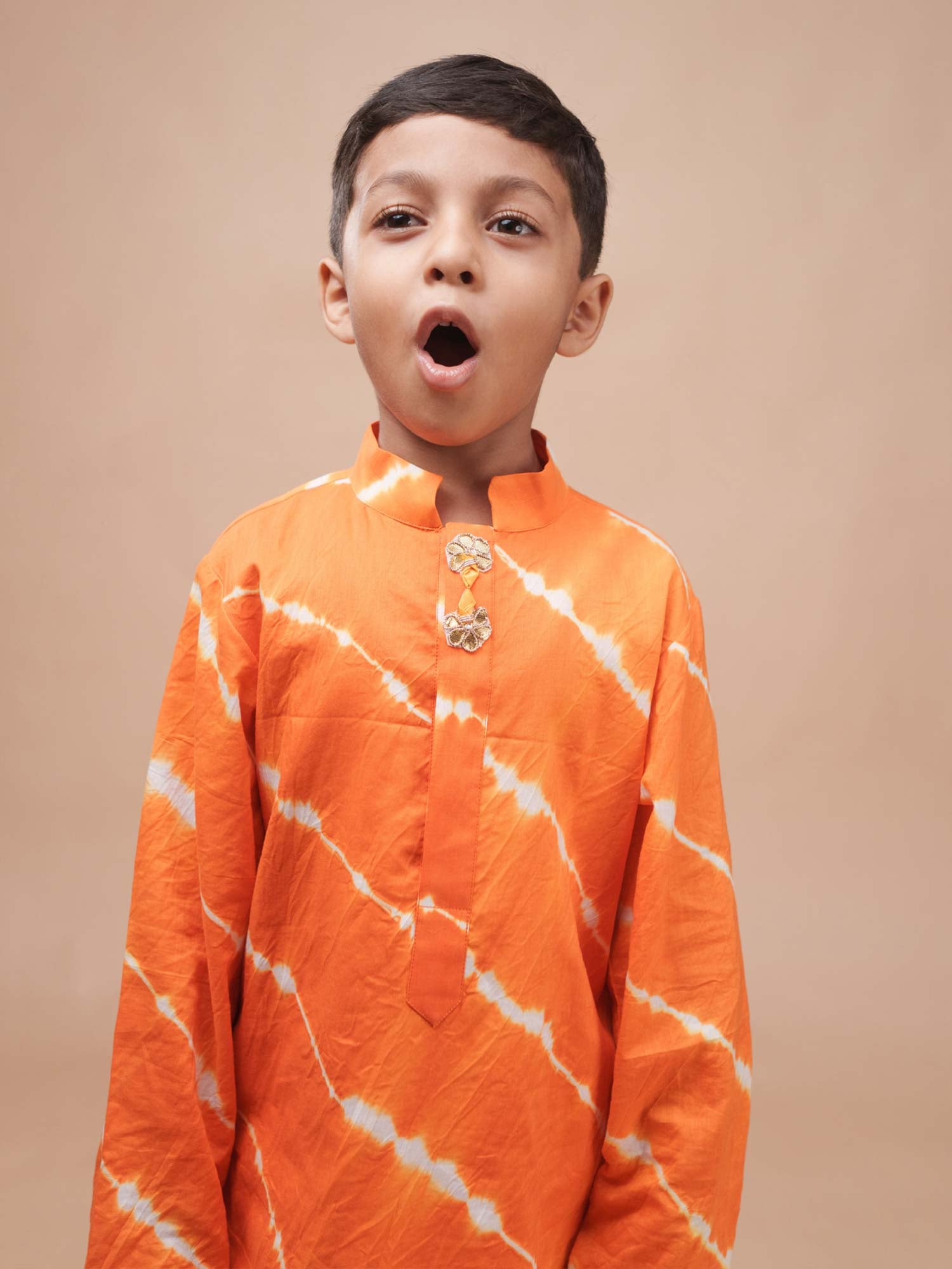 Kesariya Leheriya Kurta Set