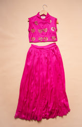 Heartbeat Sparkle pink collared crop top and maxi skirt co-ord set with sequin hearts Ñ StorytellersJunior Petal Pop
