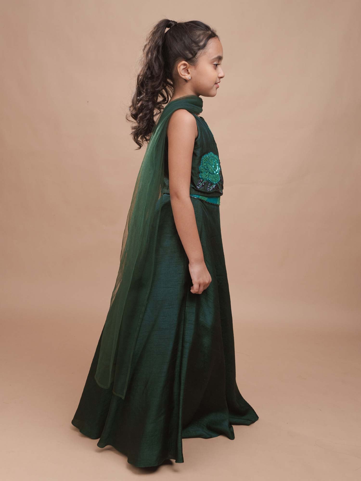 Emerald Green Roses Lehenga
