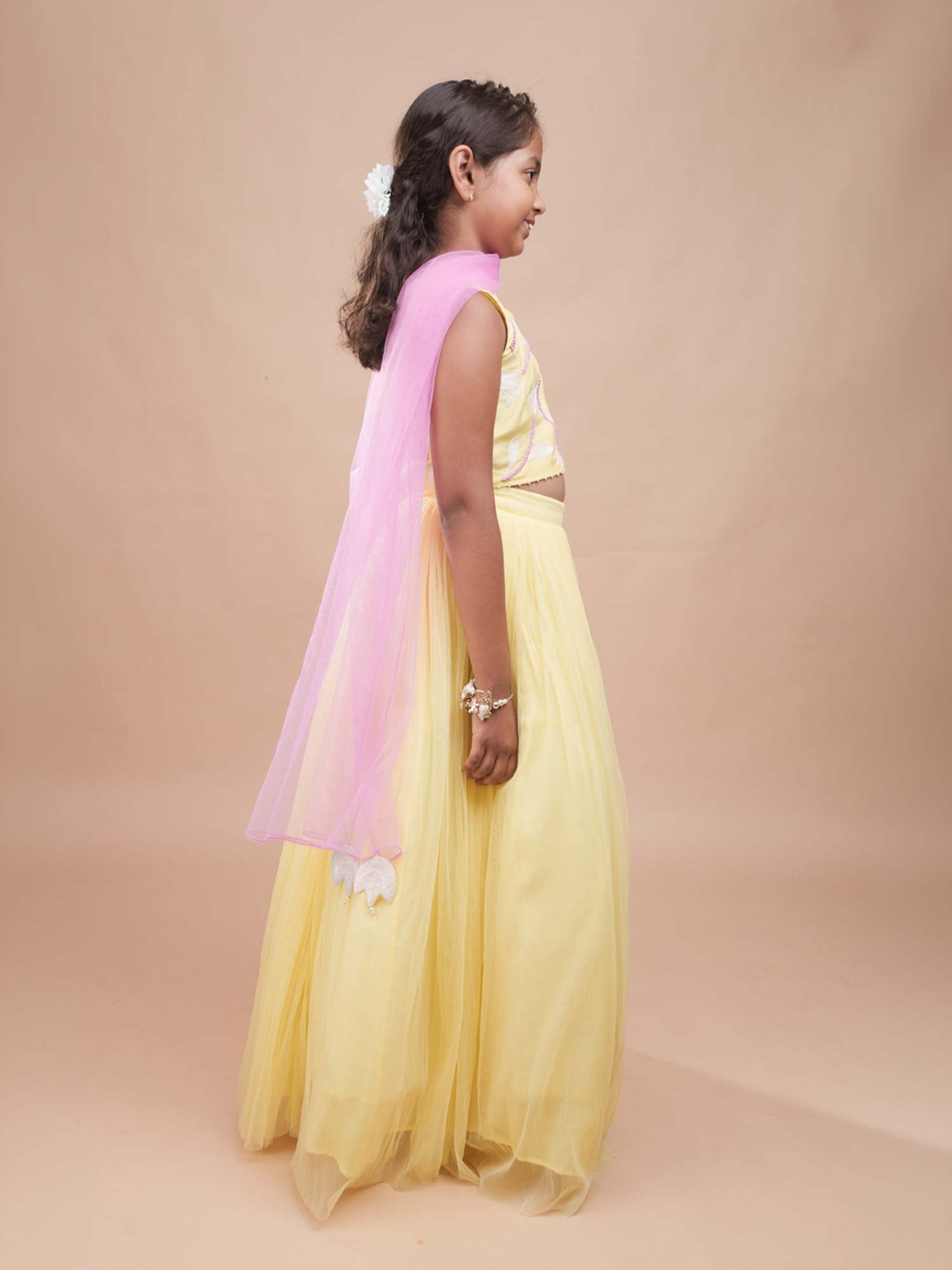 Pastel Yellow Tulip Lehenga Set