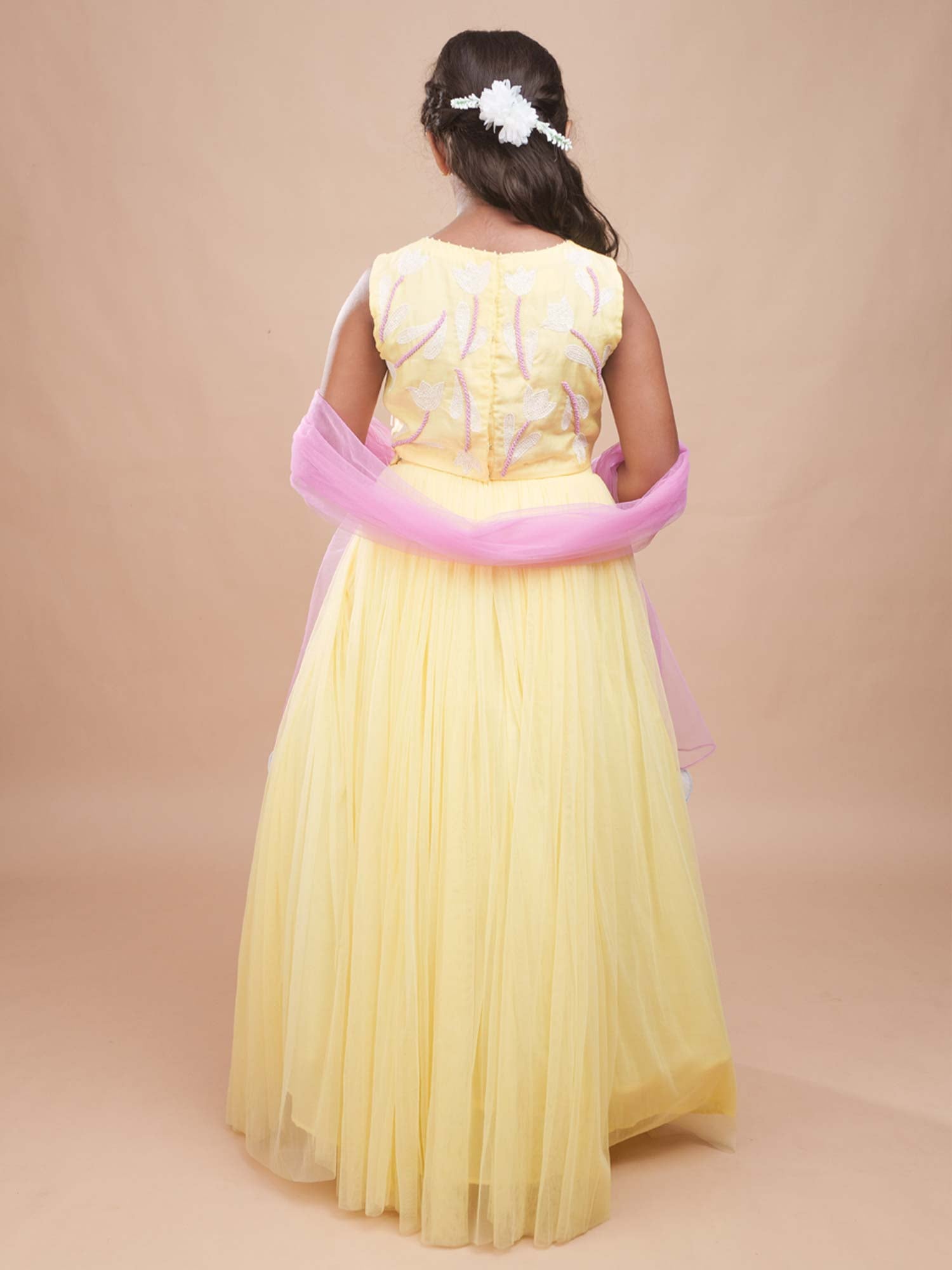 Pastel Yellow Tulip Lehenga Set
