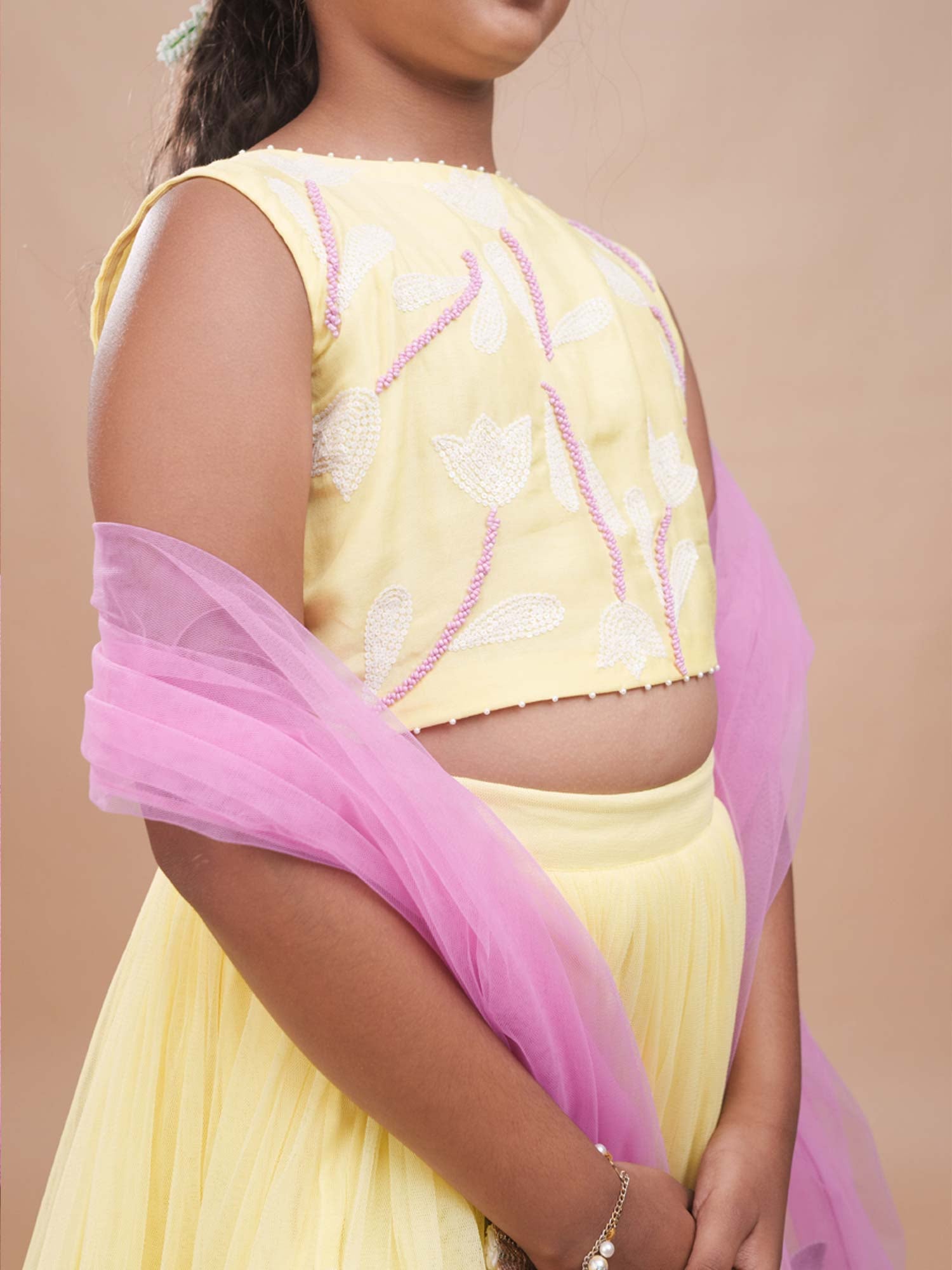 Pastel Yellow Tulip Lehenga Set