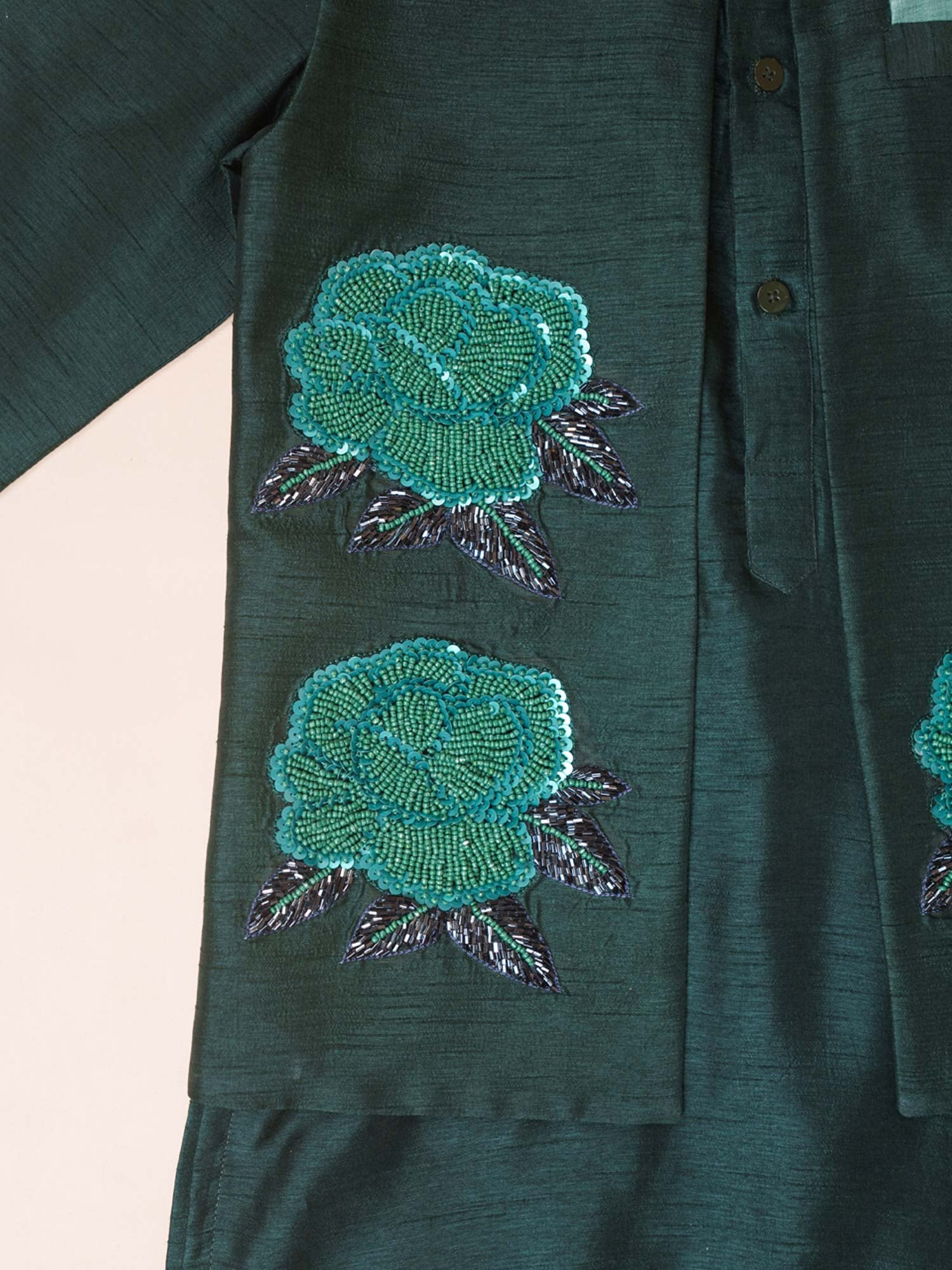 Emerald Green Roses Kurta Set