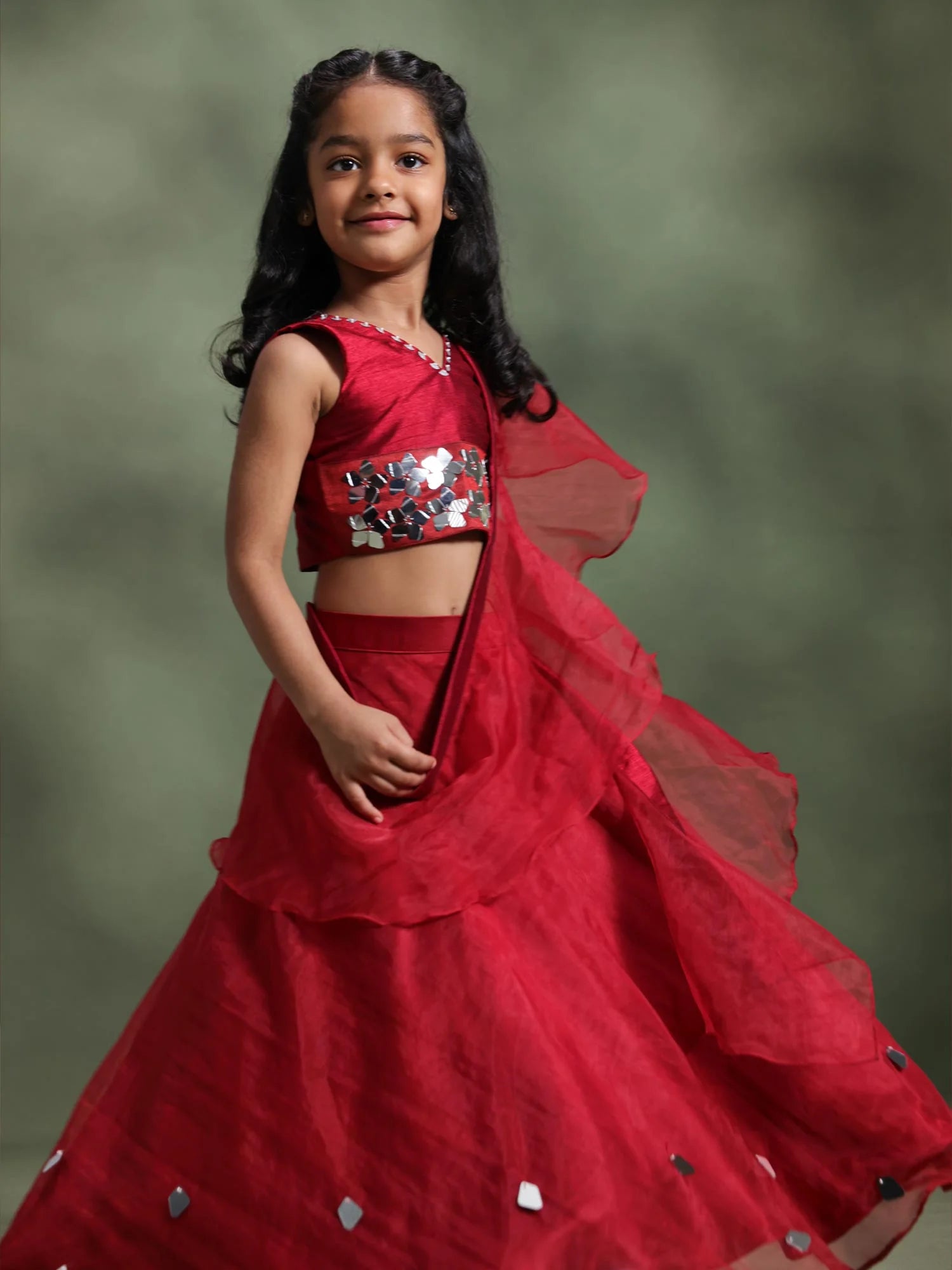 Ruby Mirror Lehenga Set