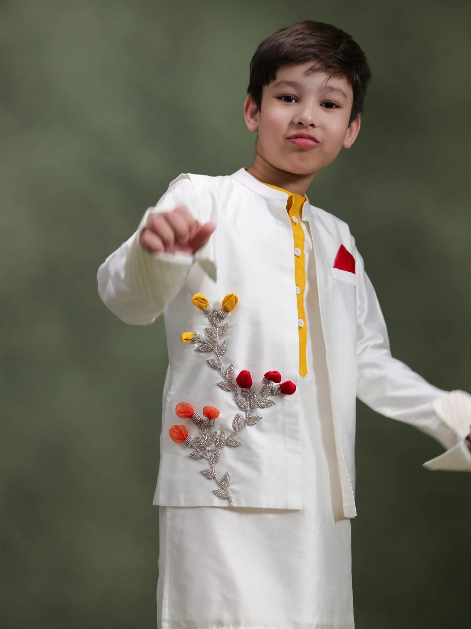 Aryan Ivory Bloom Jacket Set