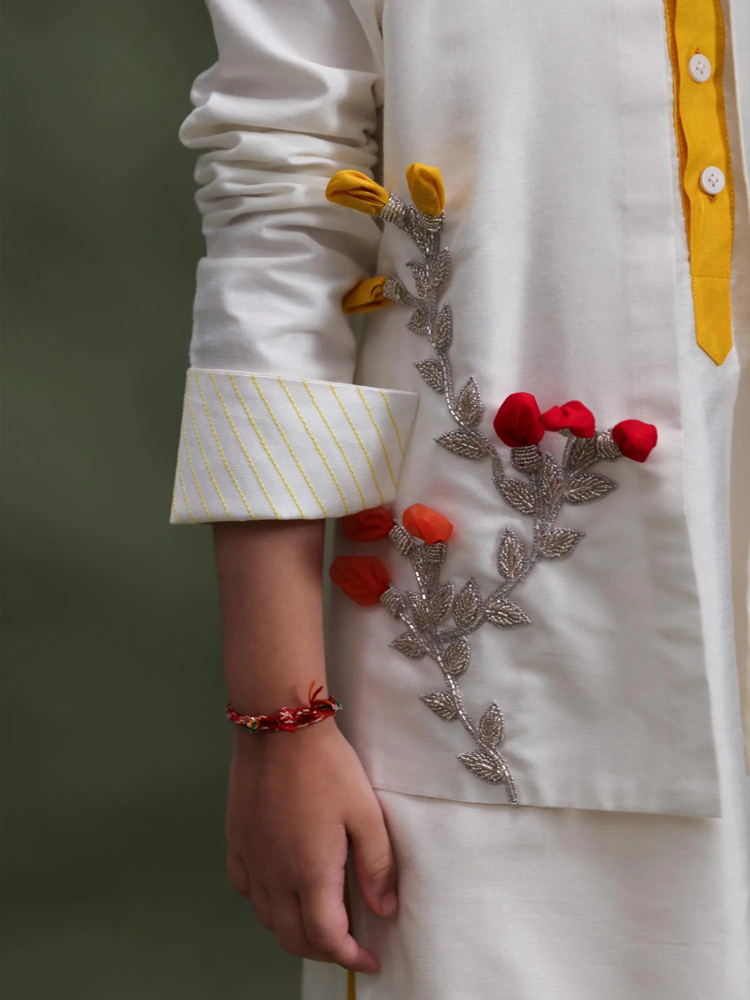 Aryan Ivory Bloom Jacket Set
