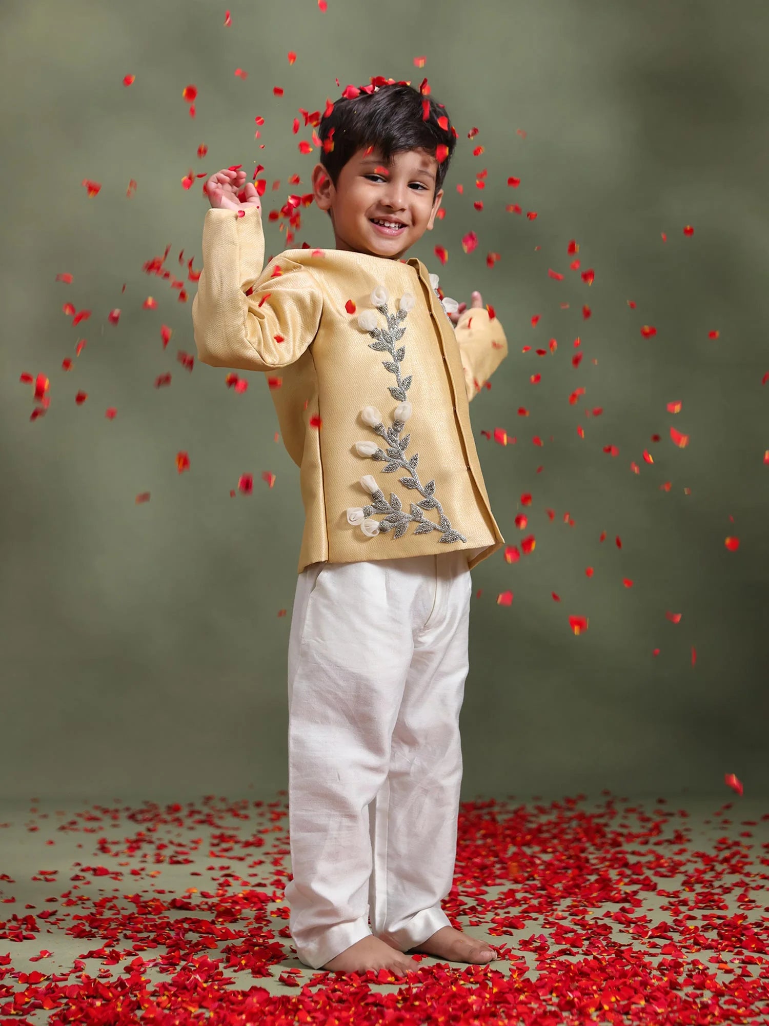 Aarav Golden Bloom Jacket Set