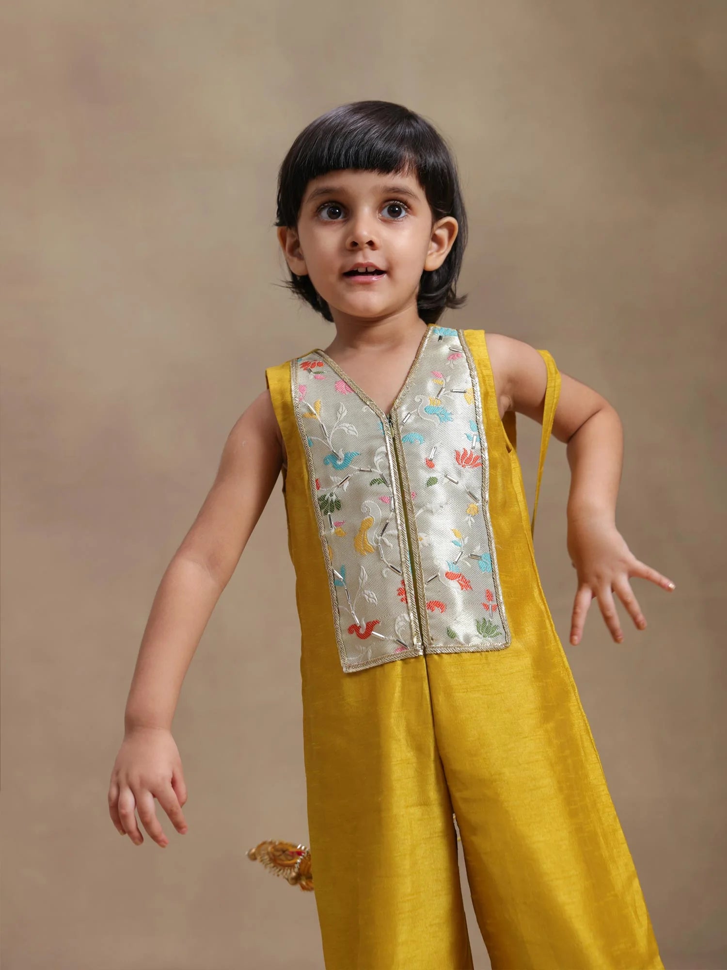 Sona Mustard Embroidered Jumpsuit