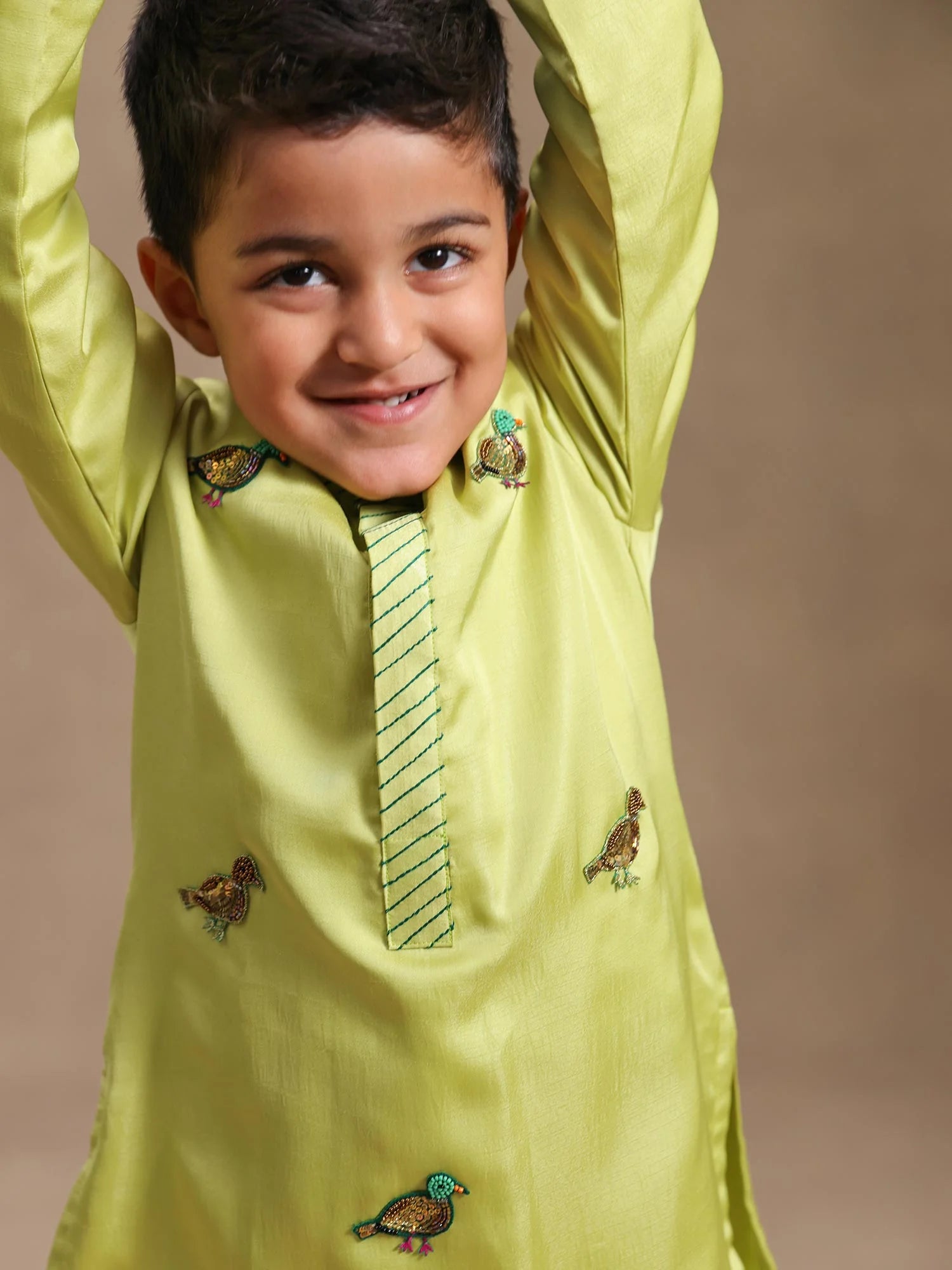 Chirag Lime Bird Kurta Set